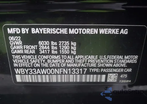 2022 BMW I4 M50 from USA, damaged, VIN WBY33AW00NFN13317